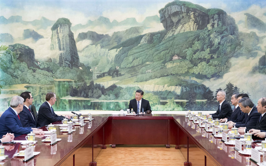 習(xí)近平會(huì)見(jiàn)美國(guó)貿(mào)易代表萊特希澤和財(cái)政部長(zhǎng)姆努欽